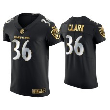 Men's Baltimore Ravens #36 Chuck Clark Black Golden Edition Elite Jersey