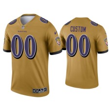 Men's Baltimore Ravens #00 Custom Gold Inverted Legend Jersey