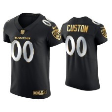 Men's Baltimore Ravens #00 Custom Black Golden Edition Elite Jersey