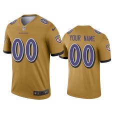 Men's Baltimore Ravens #00 Custom Gold Inverted Legend Jersey