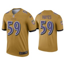 Men's Baltimore Ravens #59 Daelin Hayes Gold Inverted Legend Jersey