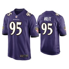 Men's Baltimore Ravens #95 Derek Wolfe Purple Game Jersey