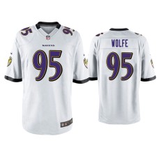 Men's Baltimore Ravens #95 Derek Wolfe White Game Jersey