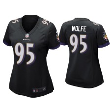 Women's Baltimore Ravens #95 Derek Wolfe Black Game Jersey