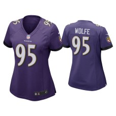 Women's Baltimore Ravens #95 Derek Wolfe Purple Game Jersey