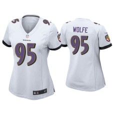 Women's Baltimore Ravens #95 Derek Wolfe White Game Jersey