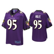 Men's Baltimore Ravens #95 Derek Wolfe Purple Pro Line Jersey