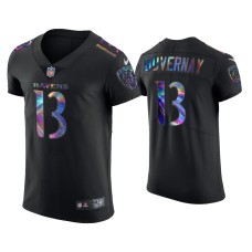 Men's Baltimore Ravens #13 Devin Duvernay Black Golden Edition Holographic Jersey