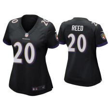 Women's Baltimore Ravens #20 Ed Reed Black Game Jersey