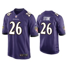 Men's Baltimore Ravens #26 Geno Stone Purple Game Jersey