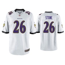 Men's Baltimore Ravens #26 Geno Stone White Game Jersey