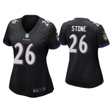 Women's Baltimore Ravens #26 Geno Stone Black Game Jersey