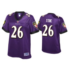 Women's Baltimore Ravens #26 Geno Stone Purple Pro Line Jersey