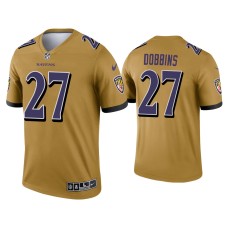 Men's Baltimore Ravens #27 J.K. Dobbins Gold Inverted Legend Jersey