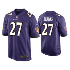 Men's Baltimore Ravens #27 J.K. Dobbins Purple 2020 NFL Draft Game Jersey