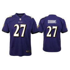 Men's Baltimore Ravens #27 J.K. Dobbins Purple 2020 NFL Draft Game Jersey