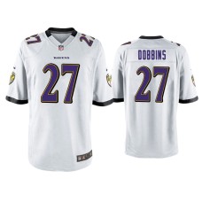 Men's Baltimore Ravens #27 J.K. Dobbins White 2020 NFL Draft Game Jersey