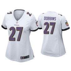 Men's Baltimore Ravens #27 J.K. Dobbins White 2020 NFL Draft Game Jersey