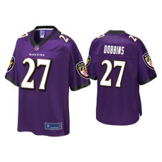 Men's Baltimore Ravens #27 J.K. Dobbins Purple Pro Line Jersey