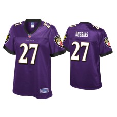 Women's Baltimore Ravens #27 J.K. Dobbins Purple Pro Line Jersey