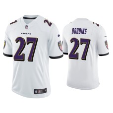 Men's Baltimore Ravens #27 J.K. Dobbins White 2020 NFL Draft Vapor Limited Jersey