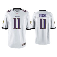 Men's Baltimore Ravens #11 James Proche White Game Jersey