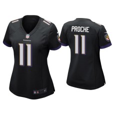 Women's Baltimore Ravens #11 James Proche Black Game Jersey