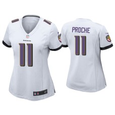 Women's Baltimore Ravens #11 James Proche White Game Jersey