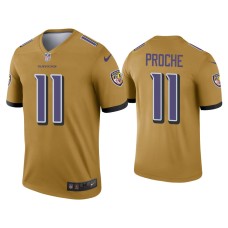 Men's Baltimore Ravens #11 James Proche Gold Inverted Legend Jersey