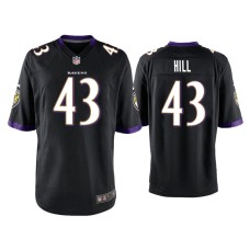 Men's Baltimore Ravens #43 Justice Hill Black Game Jersey