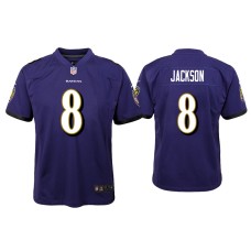 Youth Baltimore Ravens #8 Lamar Jackson Purple Game Jersey