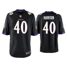 Men's Baltimore Ravens #40 Malik Harrison Black Game Jersey