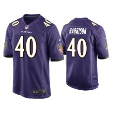 Men's Baltimore Ravens #40 Malik Harrison Purple Game Jersey