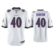 Men's Baltimore Ravens #40 Malik Harrison White Game Jersey