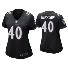 Women's Baltimore Ravens #40 Malik Harrison Black Game Jersey