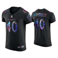 Men's Baltimore Ravens #40 Malik Harrison Black Golden Edition Holographic Jersey