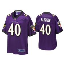 Men's Baltimore Ravens #40 Malik Harrison Purple Pro Line Jersey