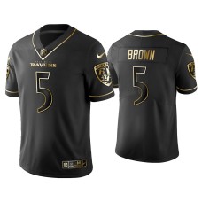 Men's Baltimore Ravens #5 Golden Edition Vapor Limited Ravens Marquise Brown Black Jersey