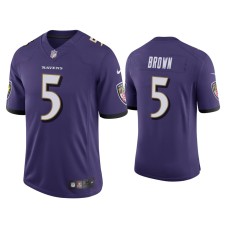 Men's Baltimore Ravens #5 Marquise Brown Vapor Limited Purple Jersey