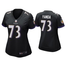 Women's Baltimore Ravens #73 Marshal Yanda Black Game Jersey