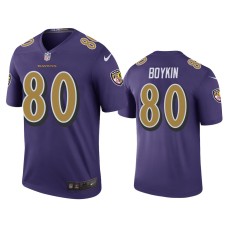 Men's Baltimore Ravens #80 Miles Boykin Purple NFL Draft Color Rush Legend Jersey