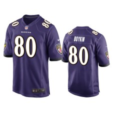 Men's Baltimore Ravens #80 Miles Boykin Purple NFL Draft Game Jersey