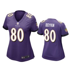 Men's Baltimore Ravens #80 Miles Boykin Purple NFL Draft Game Jersey