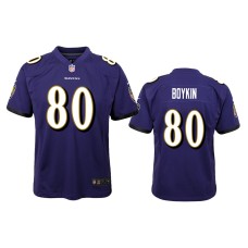 Men's Baltimore Ravens #80 Miles Boykin Purple NFL Draft Game Jersey