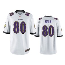 Men's Baltimore Ravens #80 Miles Boykin White NFL Draft Game Jersey