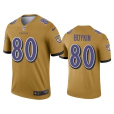 Men's Baltimore Ravens #80 Miles Boykin Gold Inverted Legend Jersey