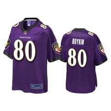 Men's Baltimore Ravens #80 Miles Boykin Purple Pro Line Jersey