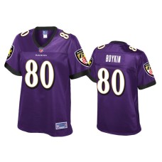 Women's Baltimore Ravens #80 Miles Boykin Purple Pro Line Jersey