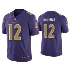 Men's Baltimore Ravens #12 Color Rush Limited Rashod Bateman Purple Jersey