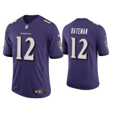 Men's Baltimore Ravens #12 Rashod Bateman Vapor Limited Purple Jersey